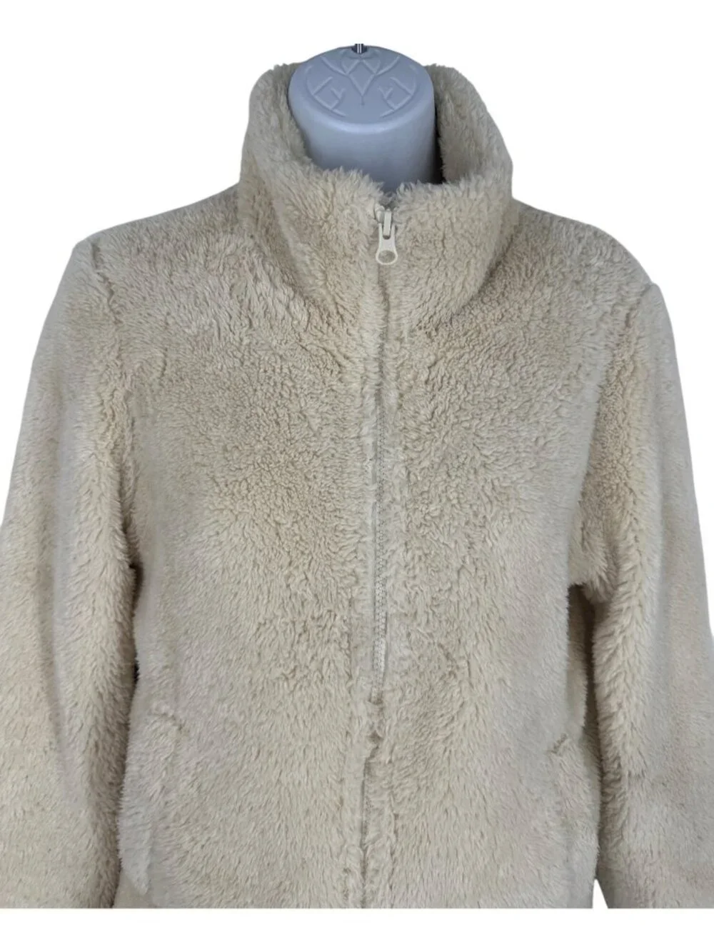 J. Crew Factory Full Zip Ivory Faux Fur Teddy Coat Size XS